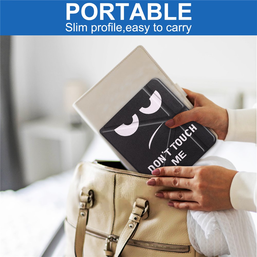 Pattern Printing Origami Stand PU Leather Case E-reader Protective Cover with Auto Wake/Sleep for Kobo Libra 2 - Don't Touch Me-7