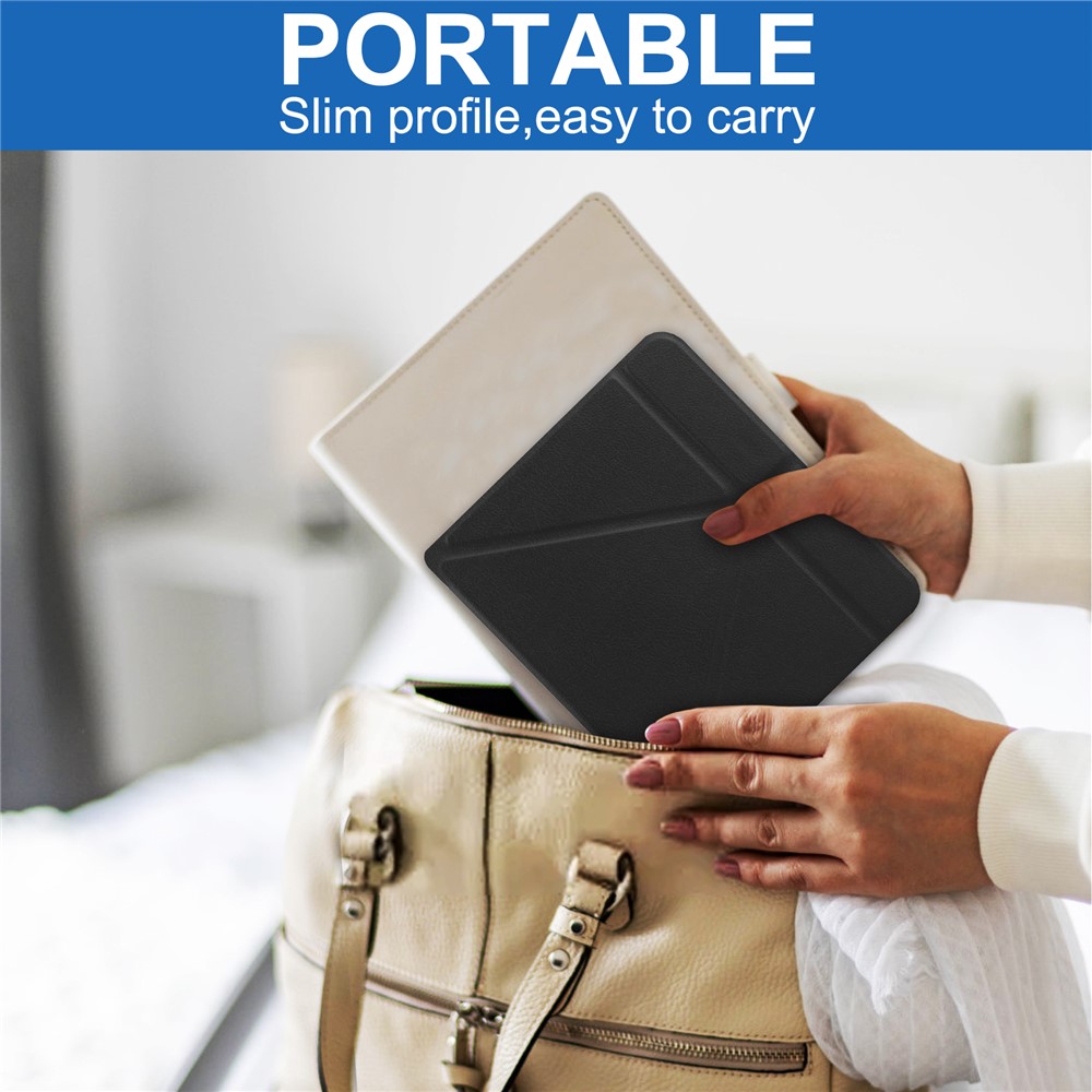 Auto Wake/Sleep Function Origami Stand PU Leather Case Cover for Kobo Sage - Black-7