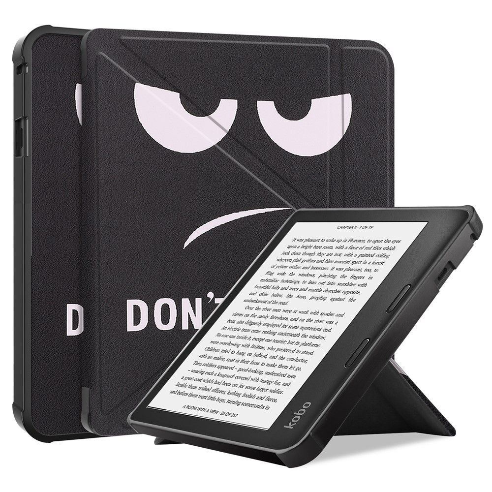 Pattern Printing Origami Stand PU Leather + TPU Case Cover with Auto Wake/Sleep for Kobo Sage - Don't Touch Me-1