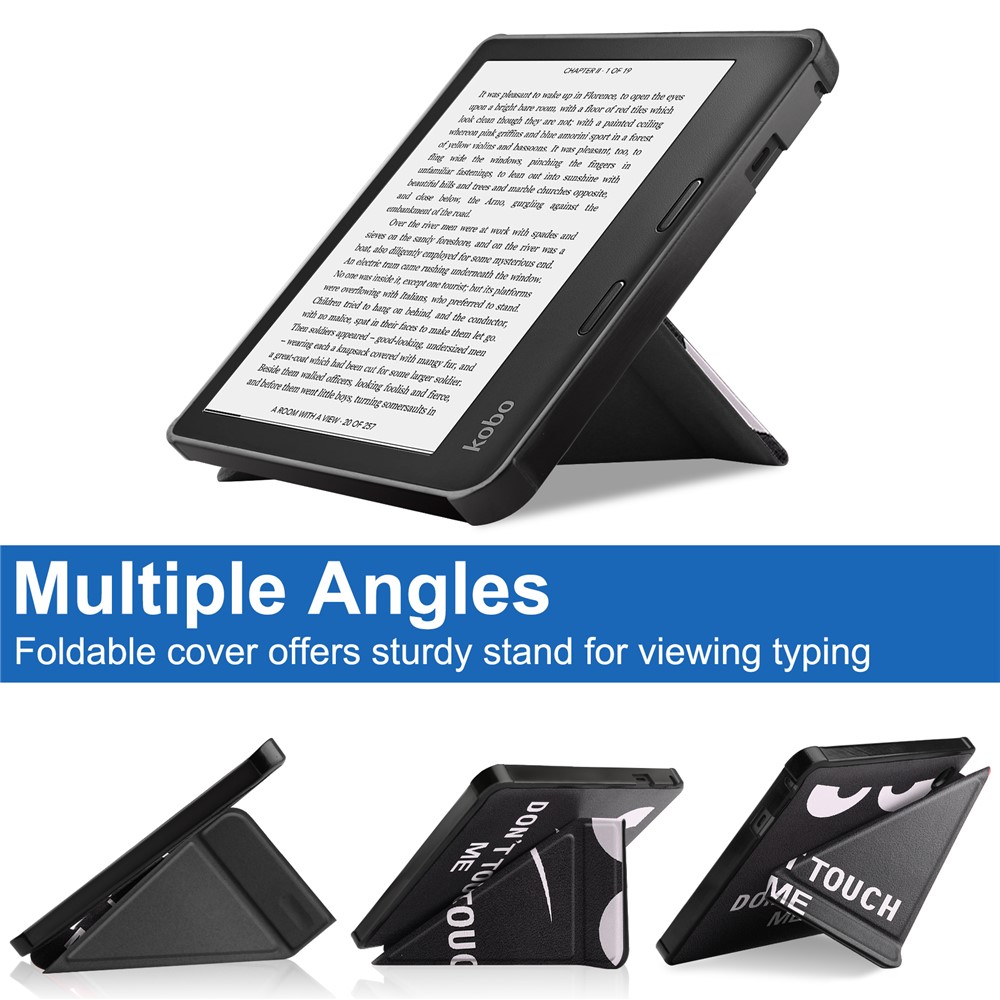 Pattern Printing Origami Stand PU Leather + TPU Case Cover with Auto Wake/Sleep for Kobo Sage - Don't Touch Me-3