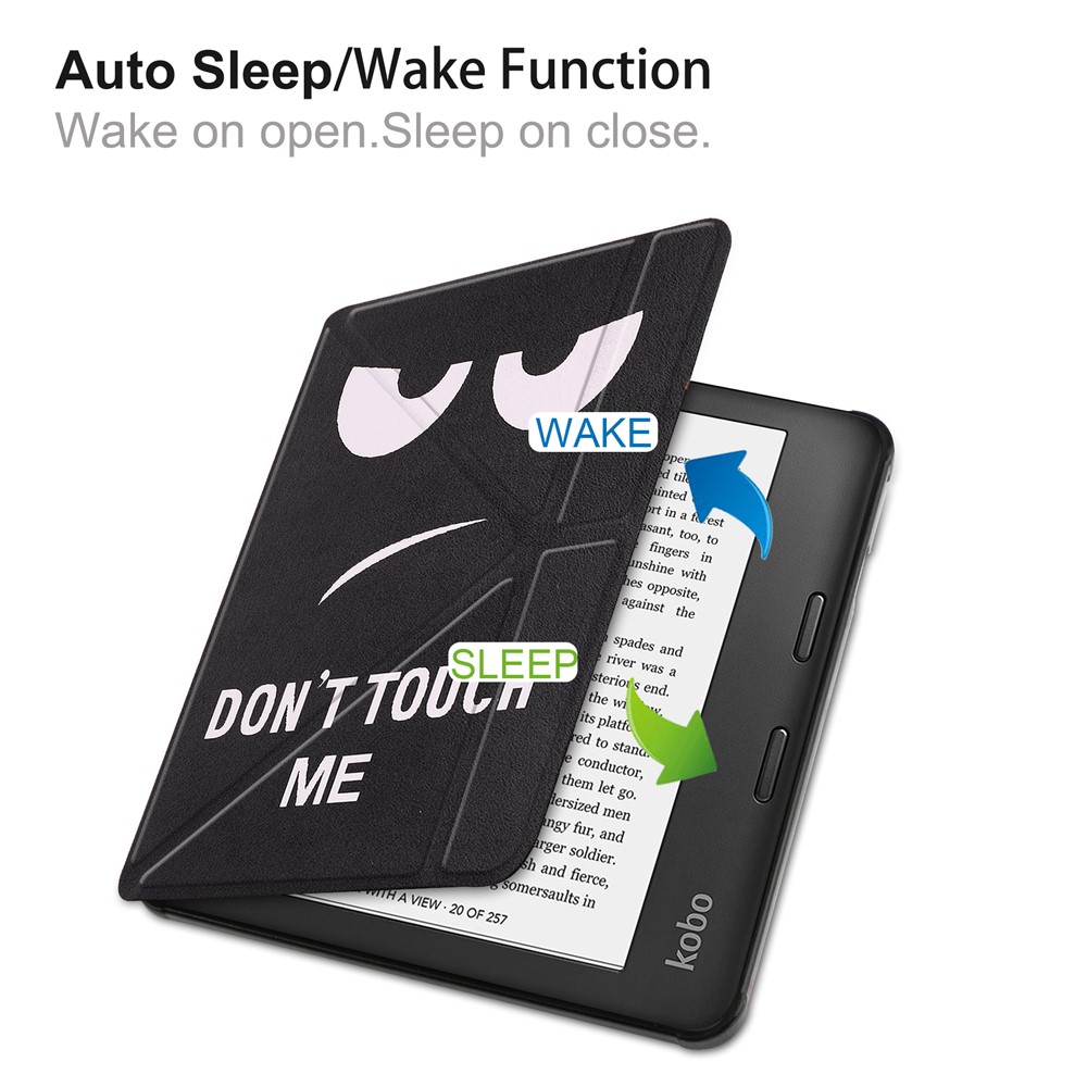 Pattern Printing Origami Stand PU Leather + TPU Case Cover with Auto Wake/Sleep for Kobo Sage - Don't Touch Me-8
