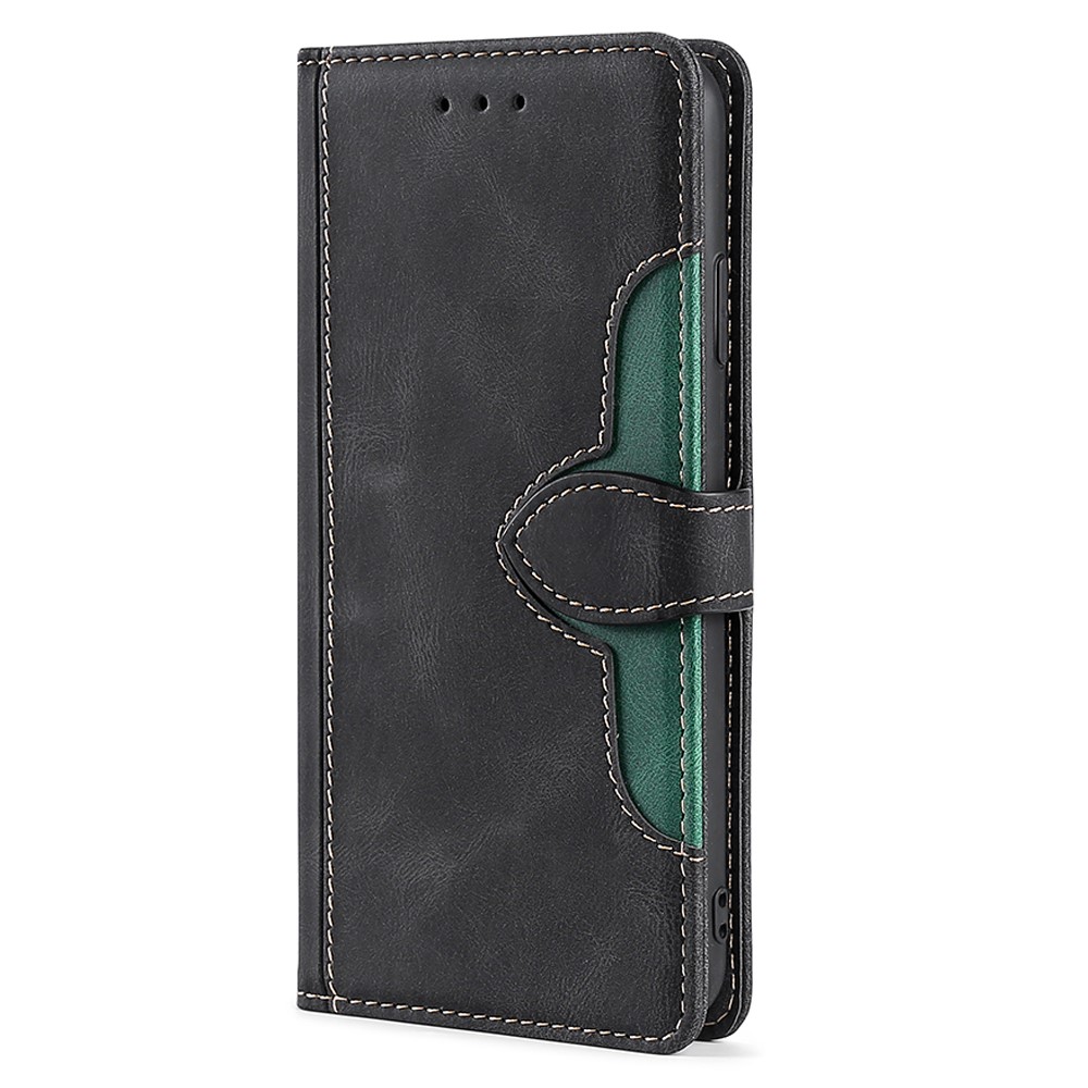 PU Leather + TPU Mobile Phone Cover Bi-color Splicing Style Flip Wallet Stand Anti-fall Cell Phone Case for TCL Pro 5G - Black-2