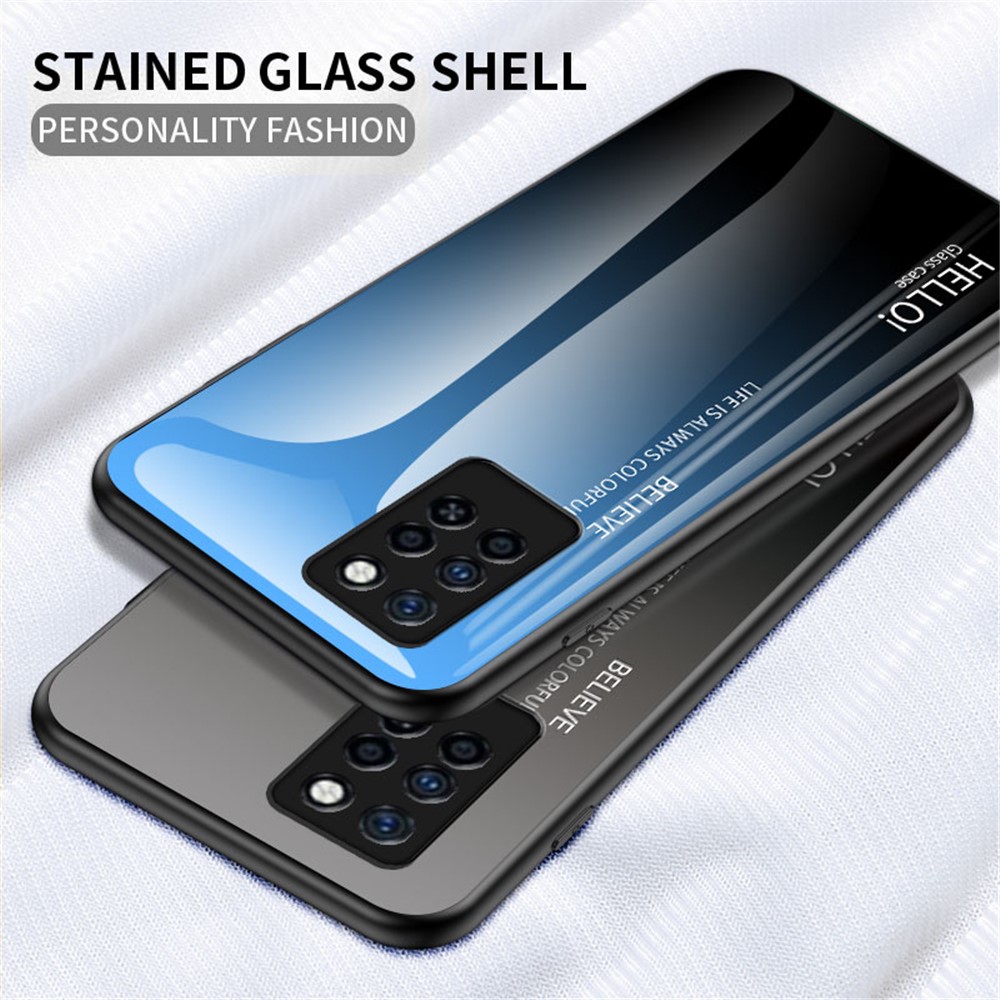 For Infinix Note 10 Pro Tempered Glass + PC Back + TPU Well-protected Cover Gradient Design Anti-Scratch Phone Case - Black-2