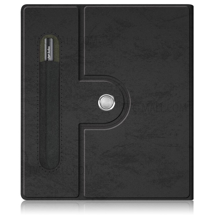 For Kobo Elipsa 10.3-inch Rotary Kickstand Pen Loop Case Solid Color Textured Surface Auto-Wake/Sleep Function Cover - Black-3