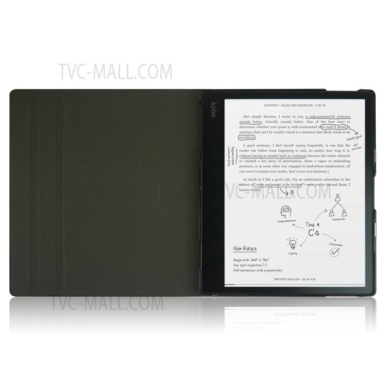 For Kobo Elipsa 10.3-inch Rotary Kickstand Pen Loop Case Solid Color Textured Surface Auto-Wake/Sleep Function Cover - Black-4