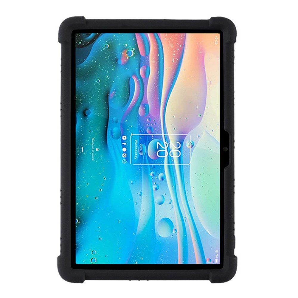 For TCL Tab 10s 9081X PC Kickstand Design Soft Silicone Tablet Cover Enhanced Four Corner Case - Black-2