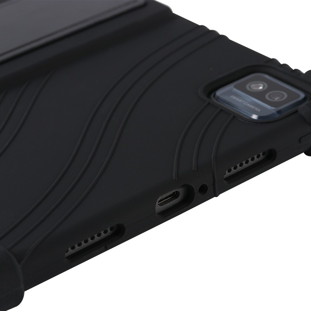 For TCL Tab 10s 9081X PC Kickstand Design Soft Silicone Tablet Cover Enhanced Four Corner Case - Black-5