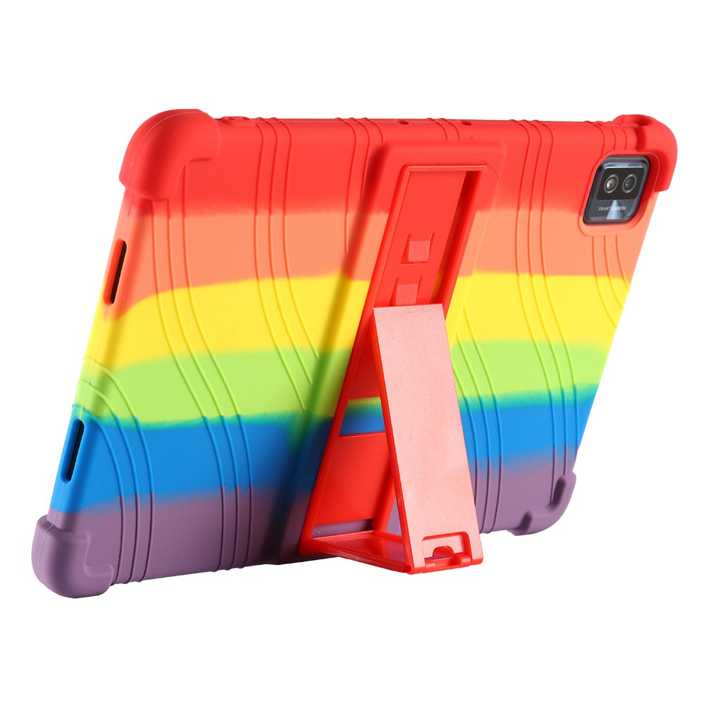 For TCL Tab 10s 9081X PC Kickstand Design Soft Silicone Tablet Cover Enhanced Four Corner Case - Black-7
