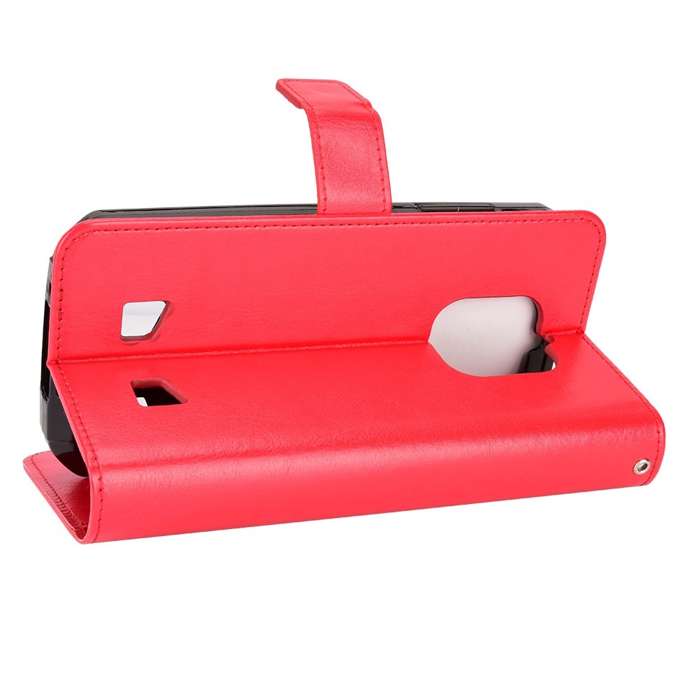 PU Leather Crazy Horse Texture Stand Case for Oukitel WP18, Drop-proof Wallet Style Phone Cover Protector - Red-3