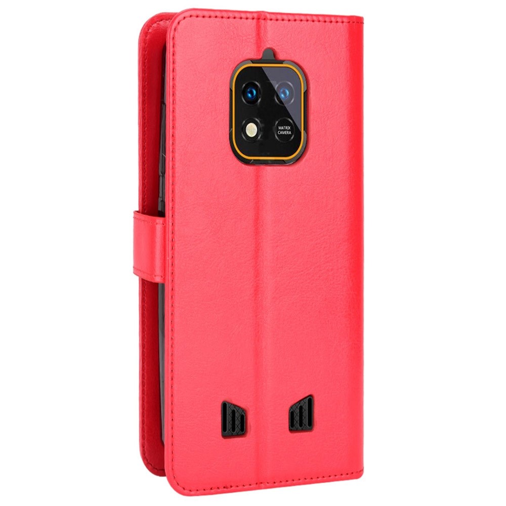 PU Leather Crazy Horse Texture Stand Case for Oukitel WP18, Drop-proof Wallet Style Phone Cover Protector - Red-6