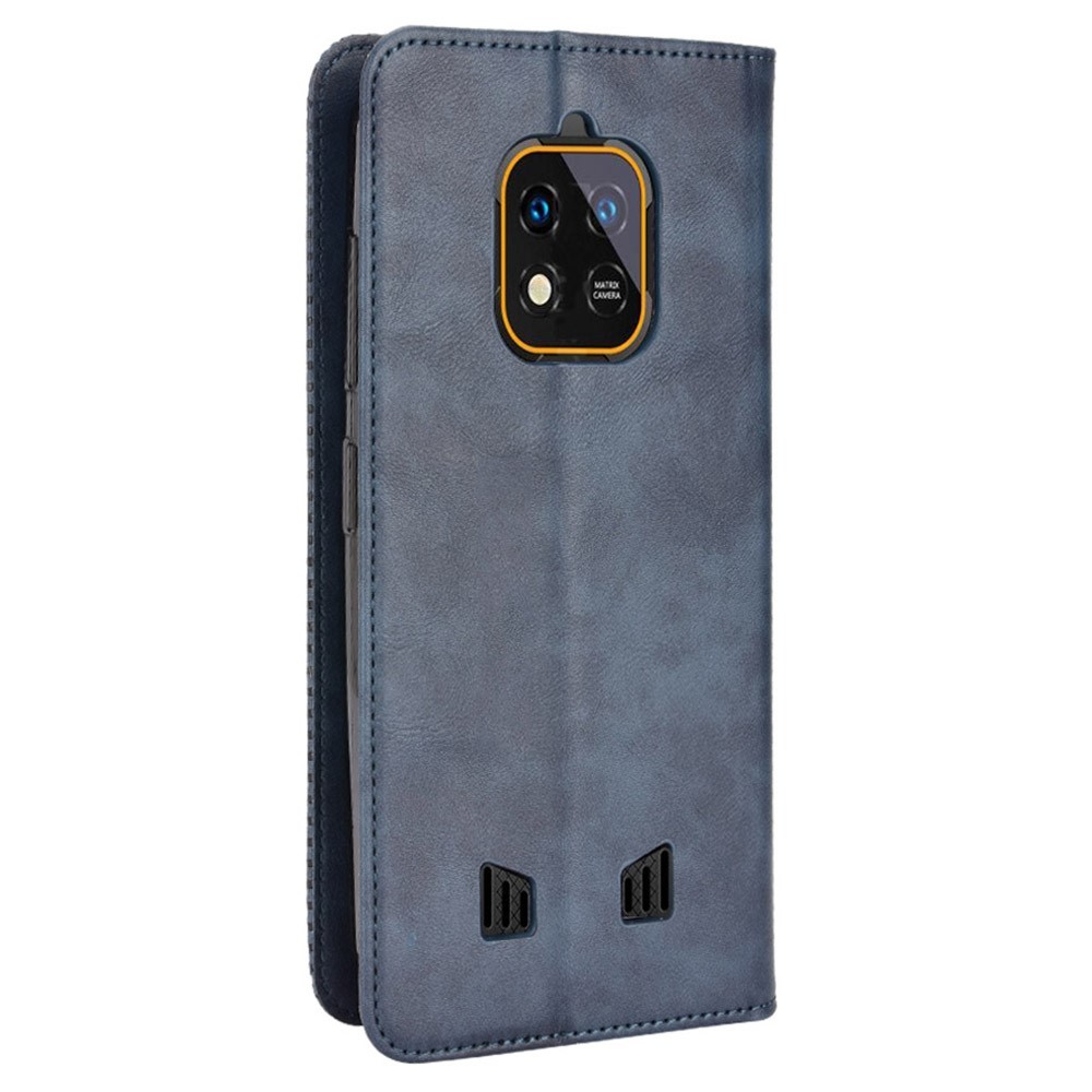 Retro Texture PU Leather Stand Case for Oukitel WP18, Magnetic Auto-absorbed Phone Wallet Cover - Blue-6
