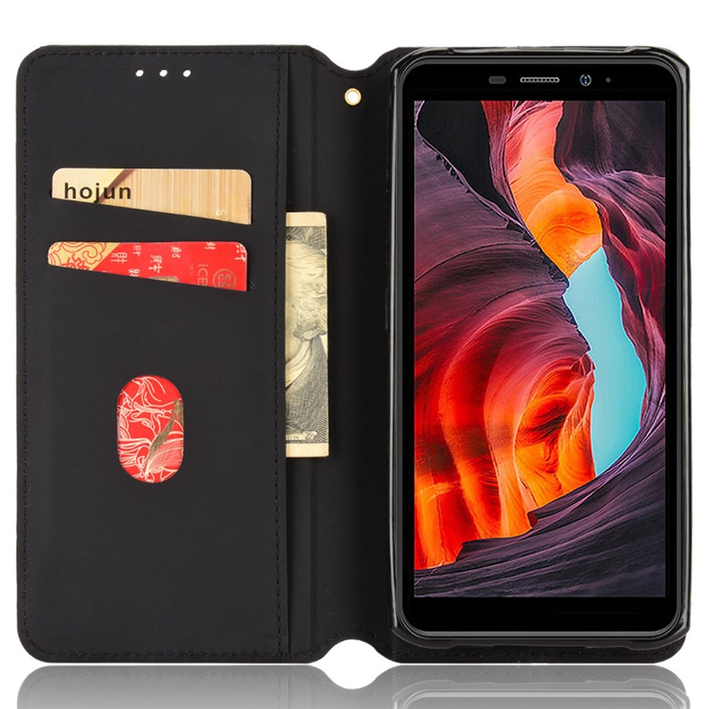 For Ulefone Armor X10/Armor X10 Pro PU Leather Stand Wallet Case Imprinted Rhombus Pattern Magnetic Auto Closure Phone Cover - Black-2