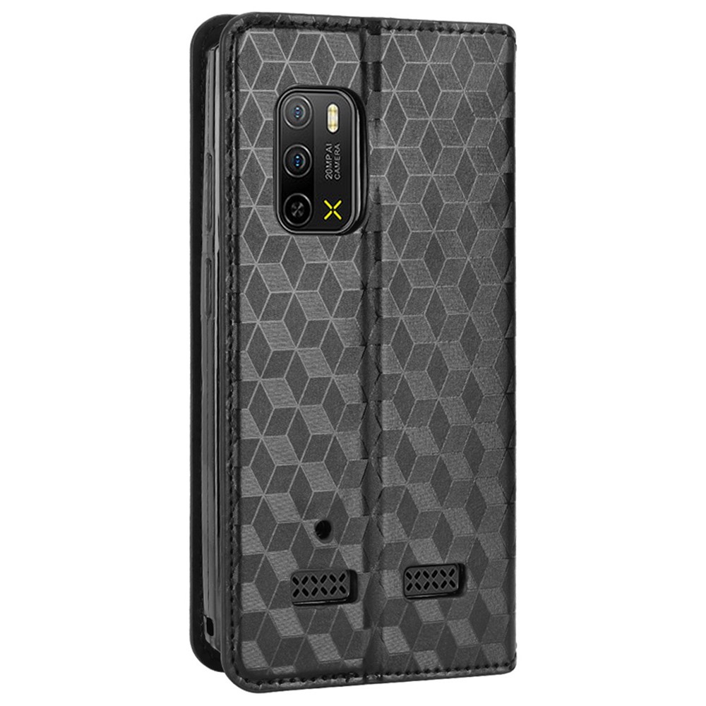 For Ulefone Armor X10/Armor X10 Pro PU Leather Stand Wallet Case Imprinted Rhombus Pattern Magnetic Auto Closure Phone Cover - Black-9