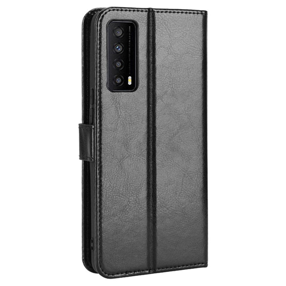 PU Leather Folio Flip Phone Cover for TCL Stylus 5G, Crazy Horse Texture Magnetic Clasp Stand Wallet Case - Black-6