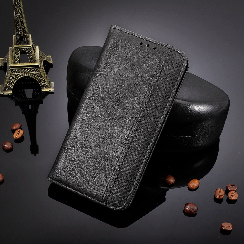 Wallet Stand Retro Texture Leather Case for TCL Stylus 5G, Magnetic Auto Closure Phone Cover - Black-5