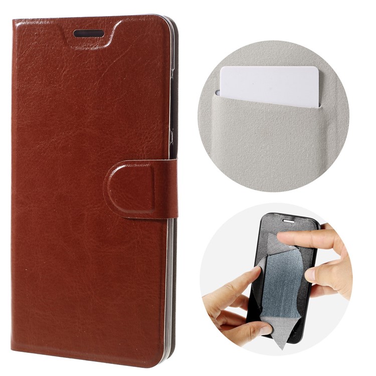 Crazy Horse PU Leather Case Stand for LeEco Le Max 2 - Brown-1