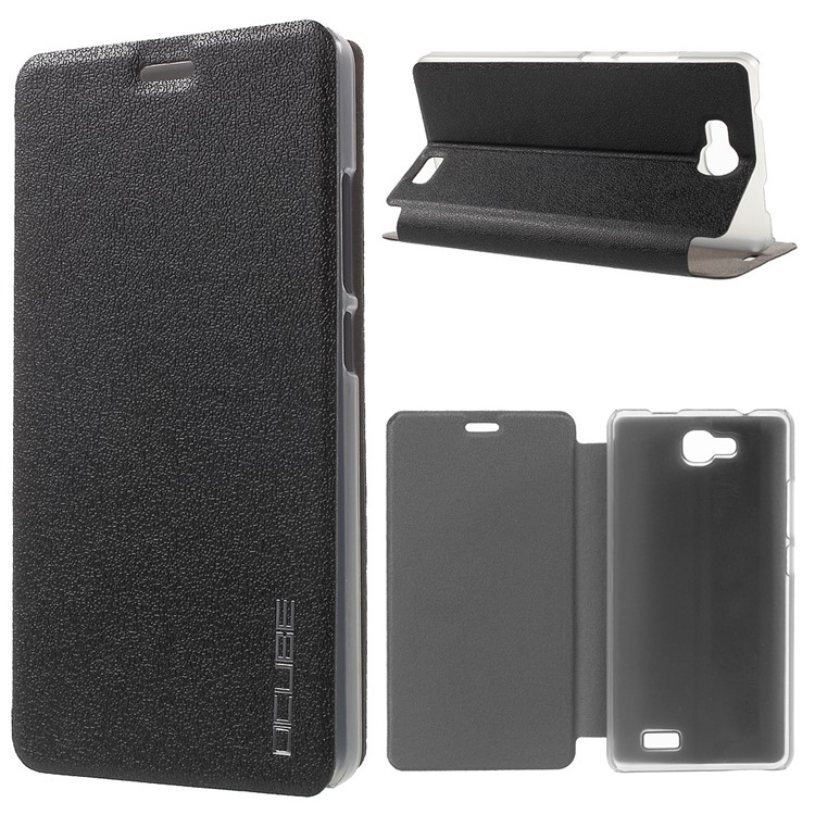 PU Leather Stand Phone Flip Case for Oukitel C3 - Black-1
