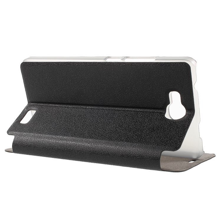 PU Leather Stand Phone Flip Case for Oukitel C3 - Black-3