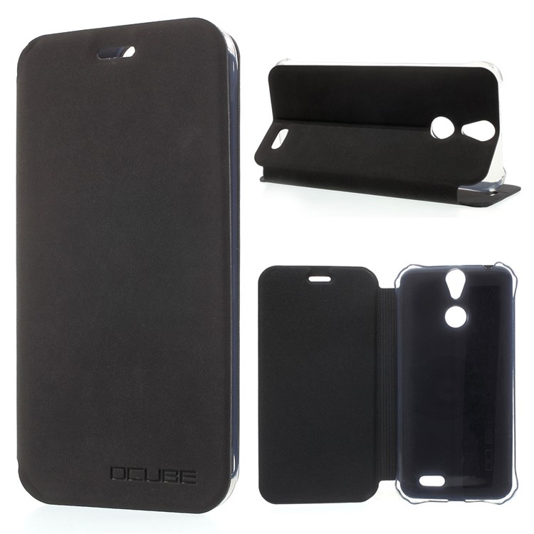 Slim Leather Flip Stand Case for Vernee Thor Uber - Black-1