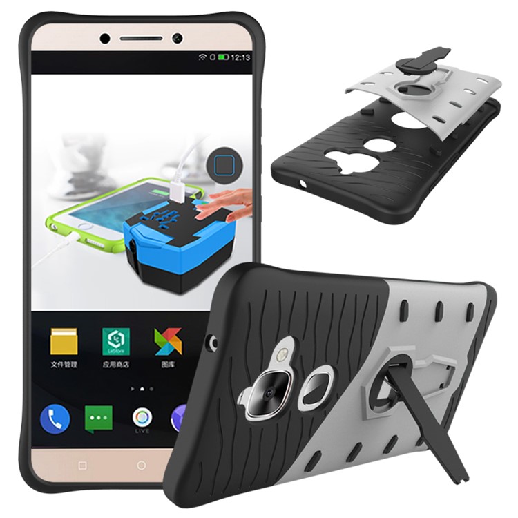 Armor PC + TPU Kickstand Combo Cover for LeEco Le Max 2 - Silver-2