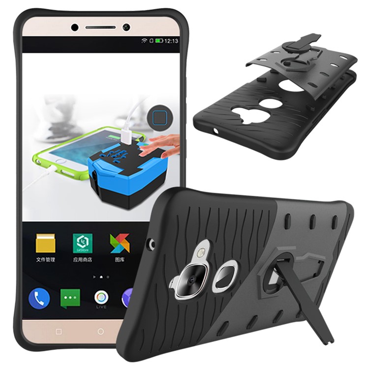 Armor PC + TPU Kickstand Combo Case for LeEco Le Max 2 - Grey-2