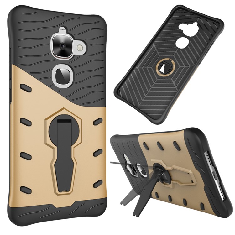 Armor PC + TPU Kickstand Combo Shell for LeEco Le Max 2 - Gold-1