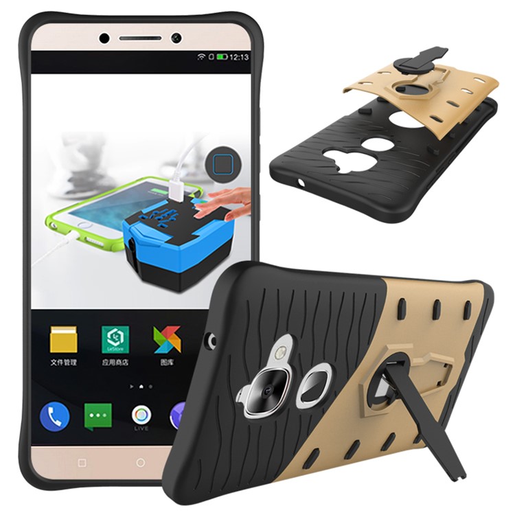 Armor PC + TPU Kickstand Combo Shell for LeEco Le Max 2 - Gold-2