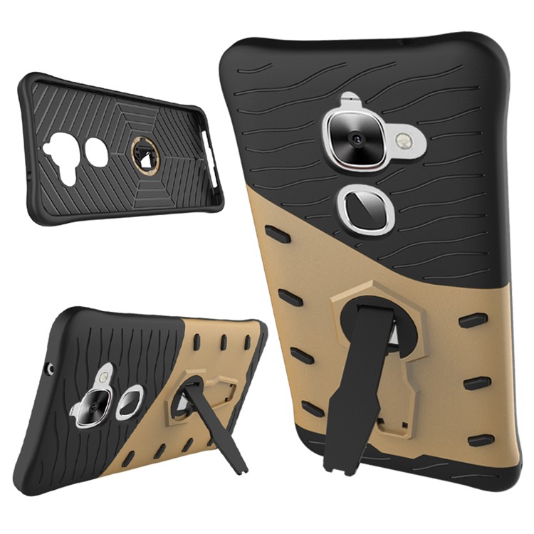 Armor PC + TPU Kickstand Combo Shell for LeEco Le Max 2 - Gold-3