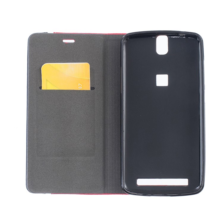 Two-color Stand Leather Case for Elephone P8000 with Card Slot - Black-7