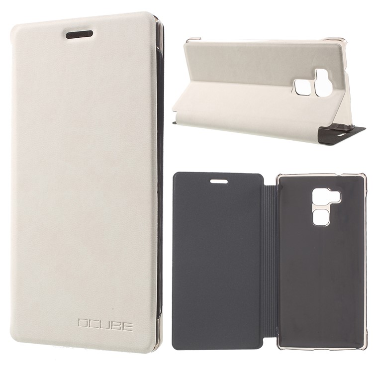 PU Leather Folio Protective Cover for Vernee Apollo Lite - White-1