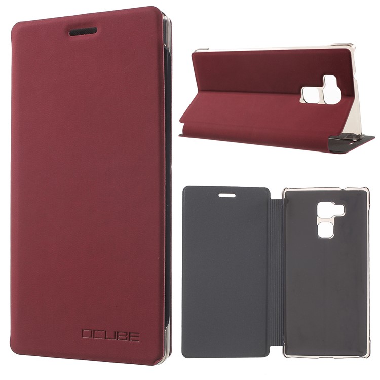 PU Leather Flip Phone Shell for Vernee Apollo Lite - Wine Red-1