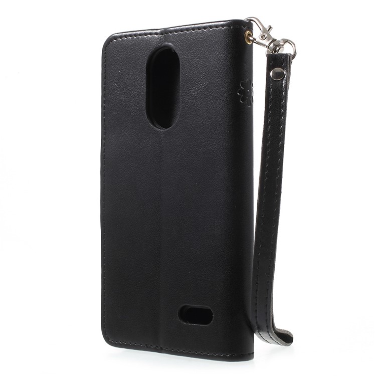 Imprint Flower Leather Wallet Case for Leagoo M5 - Black-2