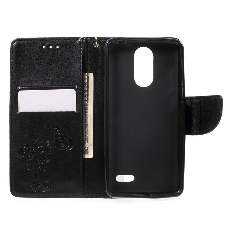 Imprint Flower Leather Wallet Case for Leagoo M5 - Black-4