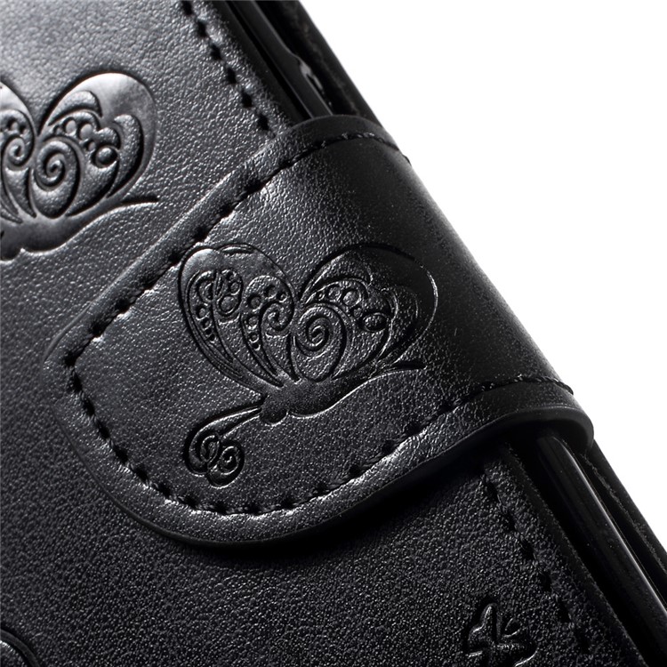 Imprint Flower Leather Wallet Case for Leagoo M5 - Black-7
