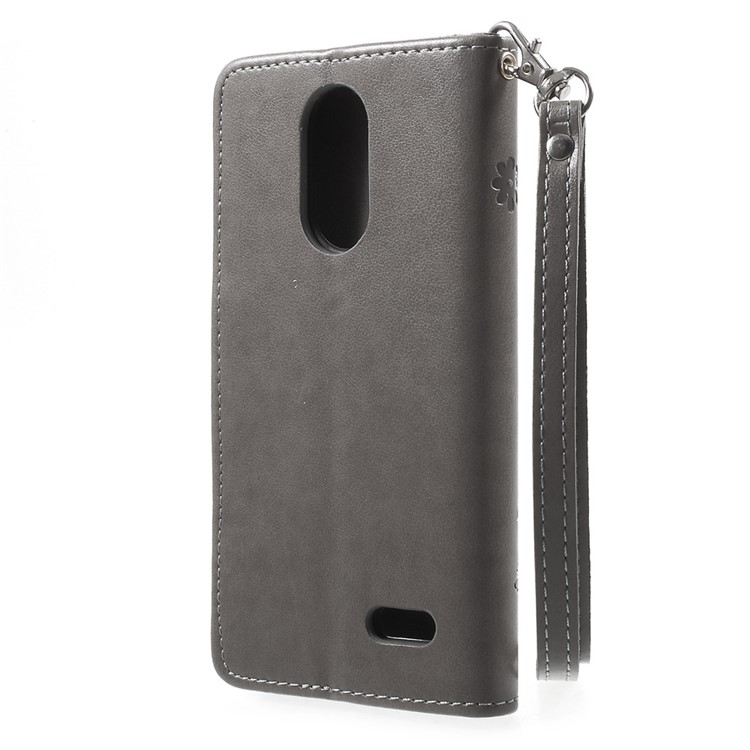 Imprint Flower Leather Wallet Cover for Leagoo M5 - Grey-2