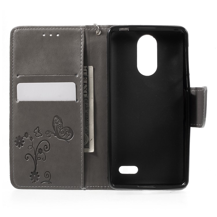 Imprint Flower Leather Wallet Cover for Leagoo M5 - Grey-4