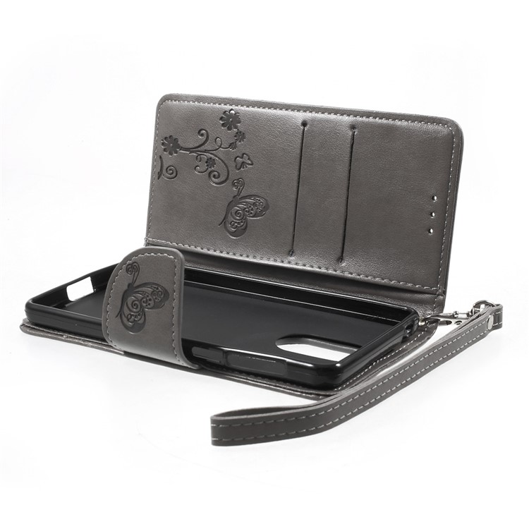 Imprint Flower Leather Wallet Cover for Leagoo M5 - Grey-5