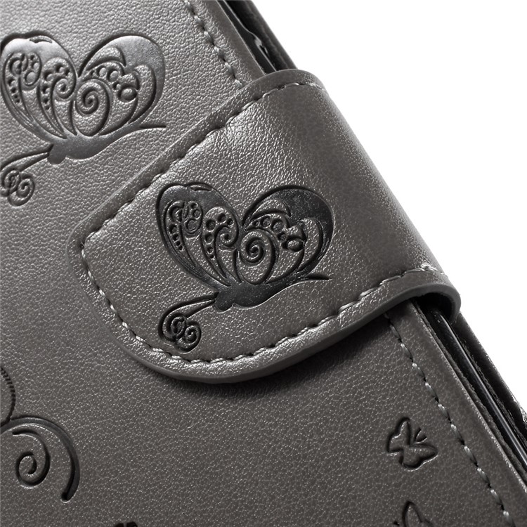 Imprint Flower Leather Wallet Cover for Leagoo M5 - Grey-7