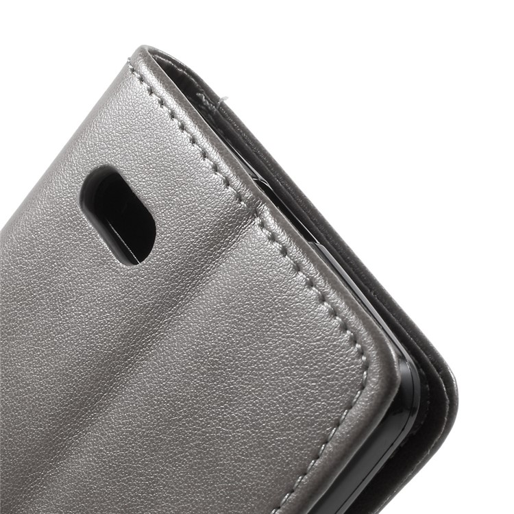 Imprint Flower Leather Wallet Cover for Leagoo M5 - Grey-8