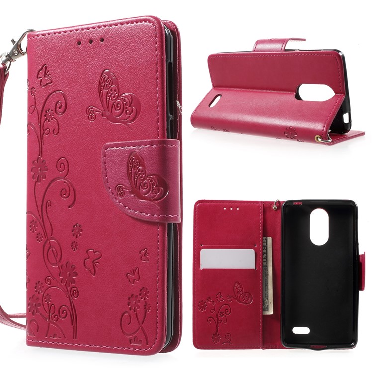 Imprint Flower Stand Leather Shell Case for Leagoo M5 - Rose-1