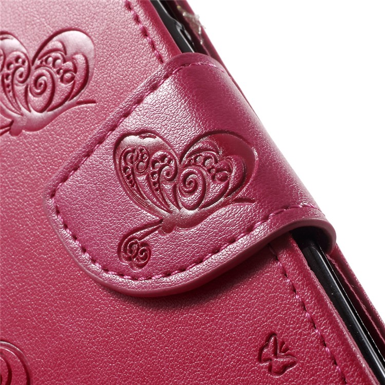 Imprint Flower Stand Leather Shell Case for Leagoo M5 - Rose-7