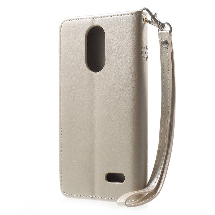 Imprint Flower Stand Leather Cover for Leagoo M5 - Chanpagne-2