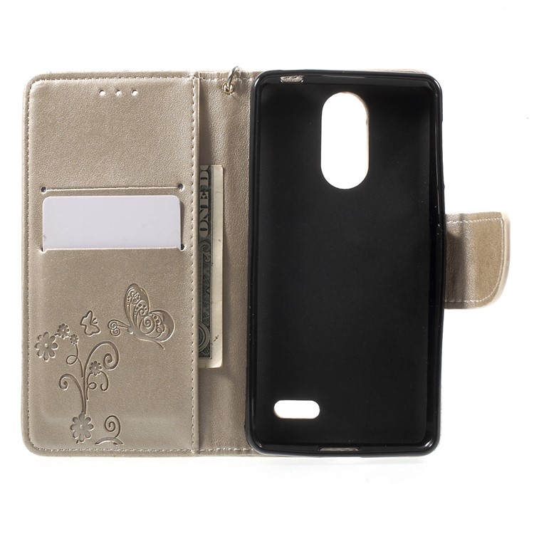 Imprint Flower Stand Leather Cover for Leagoo M5 - Chanpagne-4