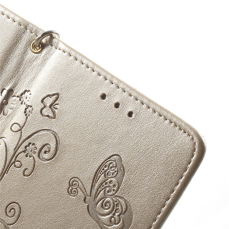 Imprint Flower Stand Leather Cover for Leagoo M5 - Chanpagne-6