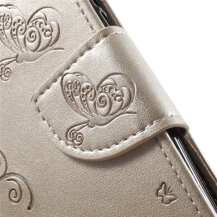 Imprint Flower Stand Leather Cover for Leagoo M5 - Chanpagne-7