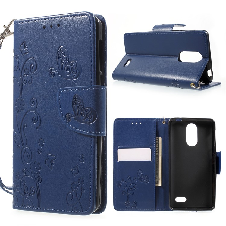 Imprint Flower Leather Magnetic Case for Leagoo M5 - Blue-1