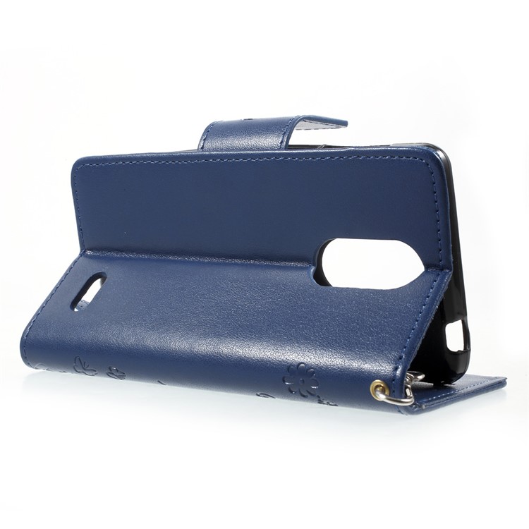 Imprint Flower Leather Magnetic Case for Leagoo M5 - Blue-3