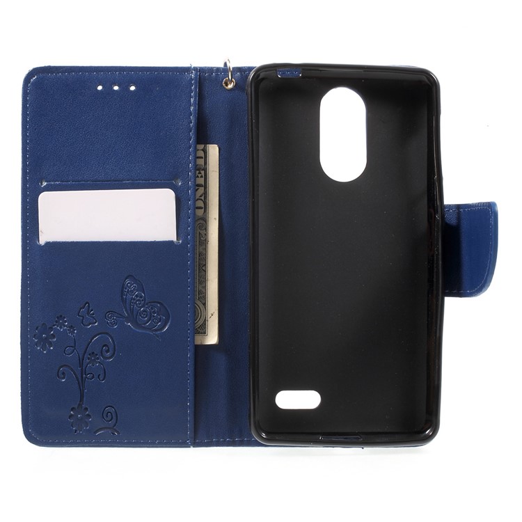 Imprint Flower Leather Magnetic Case for Leagoo M5 - Blue-4