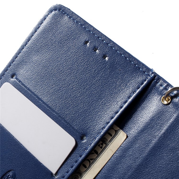 Imprint Flower Leather Magnetic Case for Leagoo M5 - Blue-6