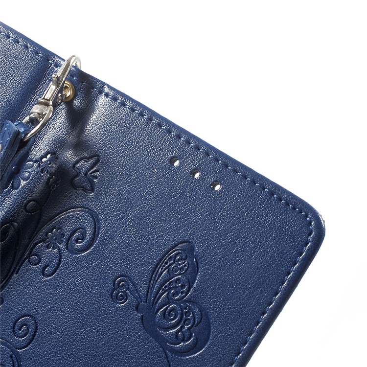 Imprint Flower Leather Magnetic Case for Leagoo M5 - Blue-7